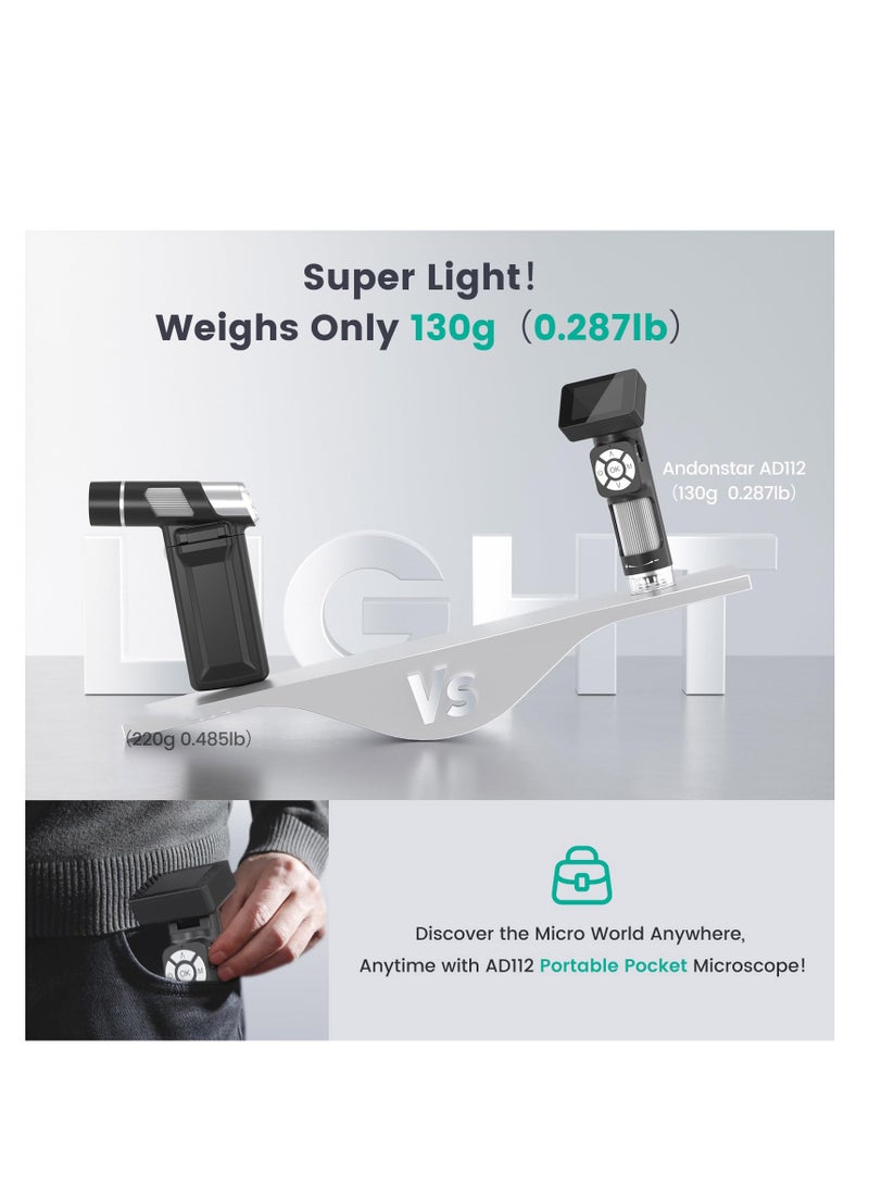 SYOSI Portable Pocket Microscope Kit, Mini Handheld Digital Microscope 500X with 8 Adjustable LED Lights and 2" LCD Screen, Pocket Microscope Kit for Kids and Adults, Windows PC Compatible - Image 3