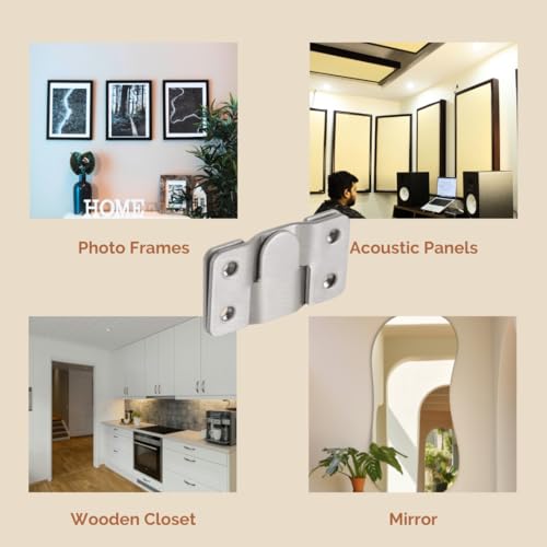 Timber Acoustics® Heavy Duty Stainless Steel Wall Mounting Brackets for Acoustic Panels, Mirrors, Photo Frames, Shelves and Headboards, Invisible Concealed Wall Mount Hardware (Set of 2) - Image 5