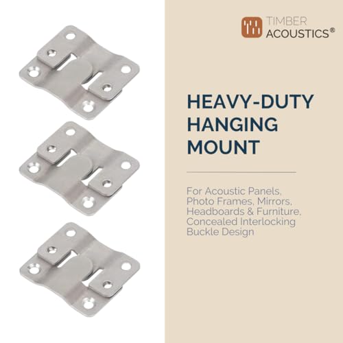 Timber Acoustics® Heavy Duty Stainless Steel Wall Mounting Brackets for Acoustic Panels, Mirrors, Photo Frames, Shelves and Headboards, Invisible Concealed Wall Mount Hardware (Set of 2) - Image 2