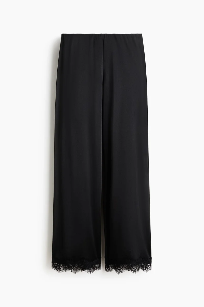 H&M Lace-trimmed interlock trousers