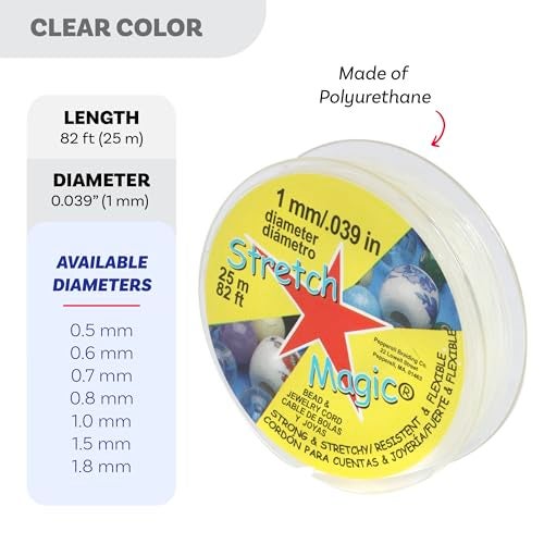 Stretch Magic Elastic Beading Cord – Clear Color, 1mm in Diameter, 25-Meter (82 ft) - Easy to Knot, Strong & Stretchy String for Making Beaded Jewelry - Image 3