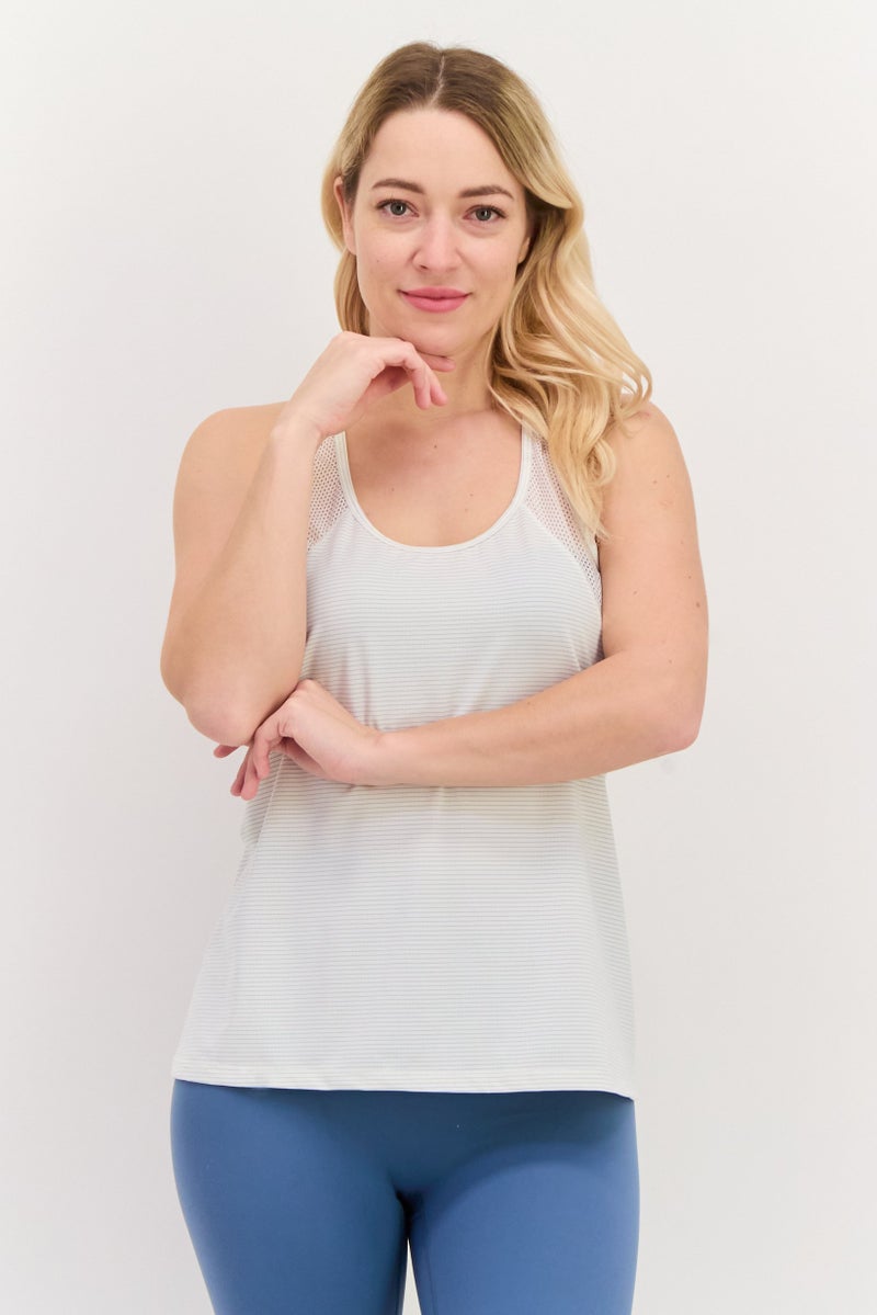SKECHERS Women Sportswear Fit Sleeveless Running Tank Top, Off White - Image 1