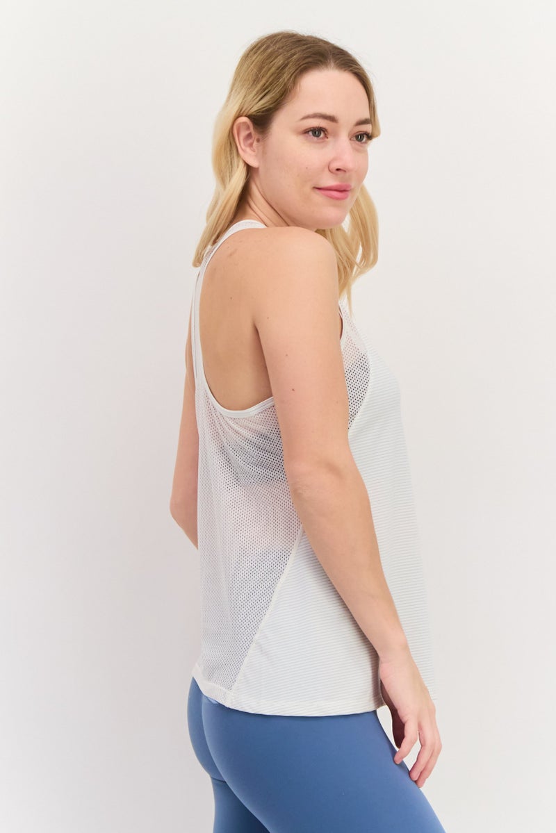 SKECHERS Women Sportswear Fit Sleeveless Running Tank Top, Off White - Image 2