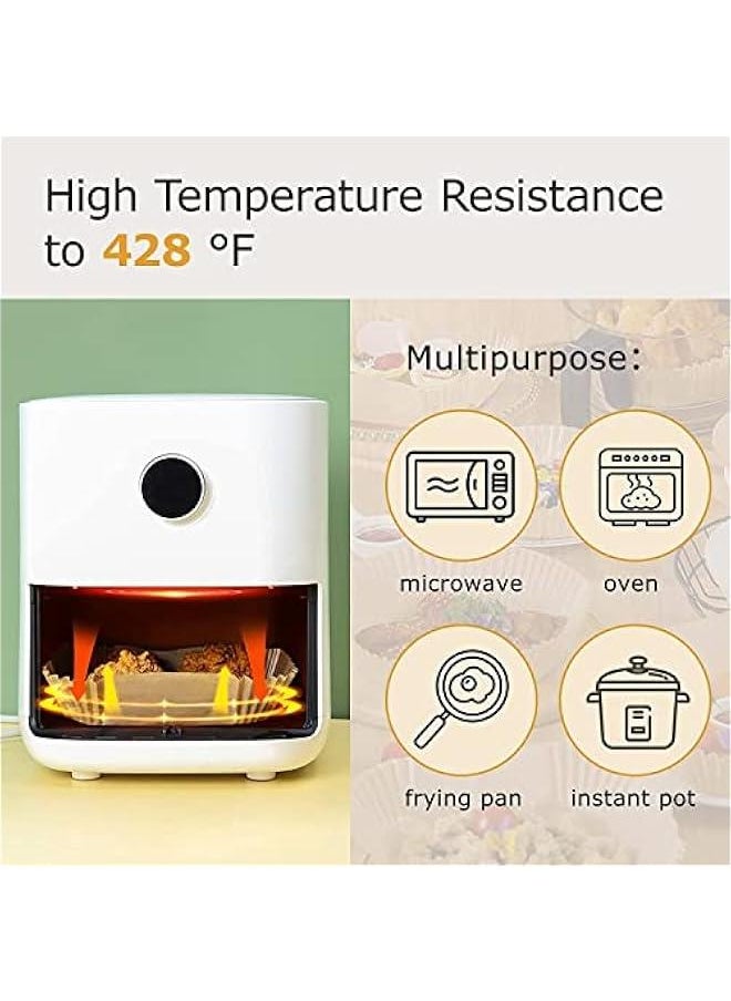 RYNX - 100 Air Fryer Disposable Paper Liners,Nonstick Air Fryer Liners Square Baking Paper,Oilproof,Waterproof,Food Grade Parchment for Baking Roasting Microwave,Fits 6.37.9 Inch Air Fryers - Image 1