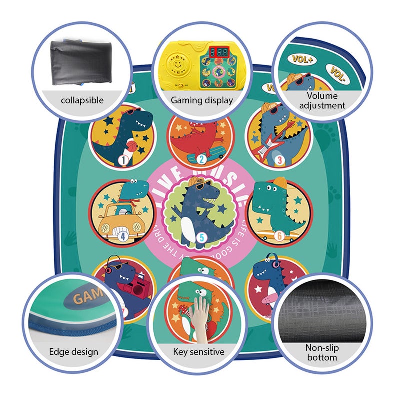Dance Mat Electronic Light-up Dance Pad Multifunctional Game Pad Outdoor Music Stepping Dance Mat Back Waterproof Anti-slip Christmas Birthday 3 Modes Digital Displays Outdoor Dance Blanket - Image 2
