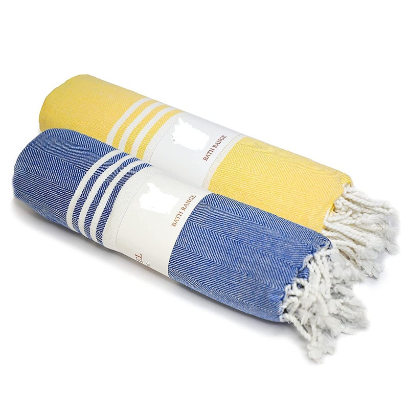 ROSSLYN Bath/Beach Towel Ultra Soft, Absorbent & Quick Dry Towel for Bath, Beach, Pool, Travel, Spa and Yoga 76x152 cm Set of 2 (Yellow Blue) - Image 1