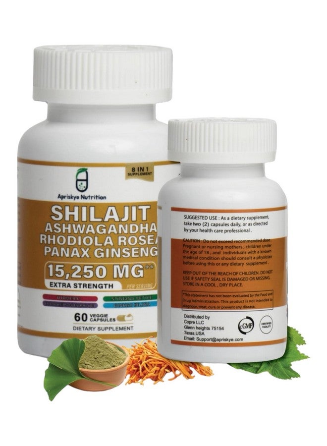 Generic Shilajit Pure Himalayan 9000mg, Ashwagandha 2000mg, Natural 8 in 1 Shilajit & Ashwagandha Capsules for Men & Women, Pure Shilajit Mens Supplement, Boost Energy with Organic Ashwagandha Supplements  - Image 1