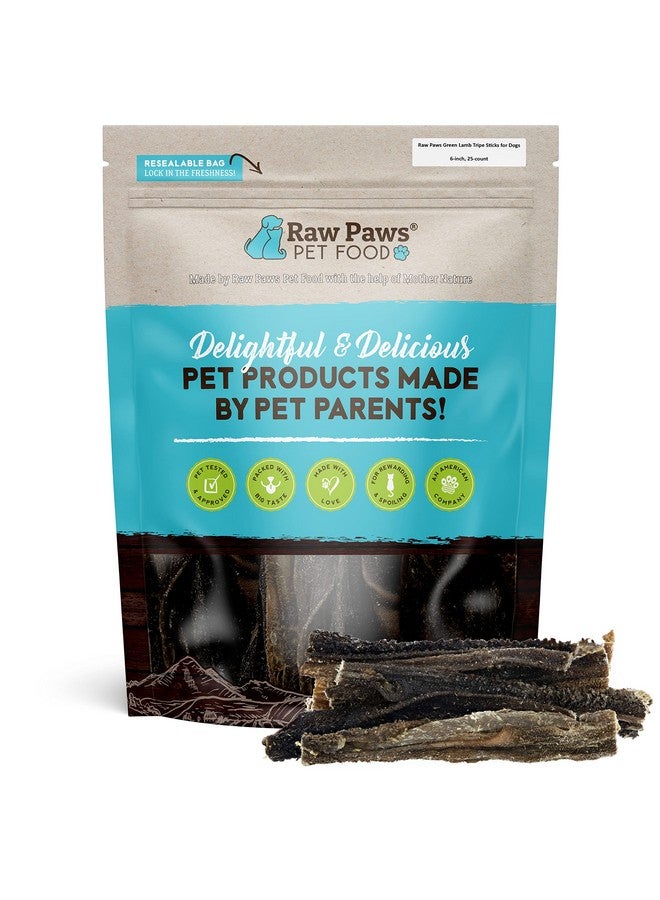 Raw Paws Green Lamb Tripe Sticks For Dogs, 25Pack  Single Ingredient, Crunchy Green Tripe Lamb Dog Treats  GrassFed, Free Range Dehydrated Lamb Tripe For Dogs All Natural Dog Chews - Image 1