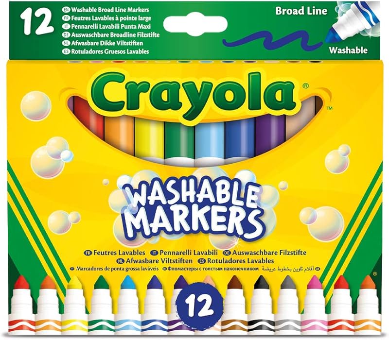 Crayola - 12 washable fibre-tip pens with maxi tip made of super strong fibres, 58-8340
