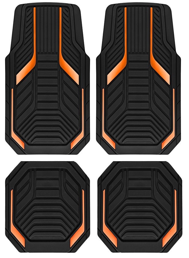 PIC AUTO Heavy Duty Rubber Floor Mats, Orange Aluminum Film Car Mats Set, Front and Rear Car Mats with Anti-Slip Backing, All Weather Protection, Trim-to-Fit for Automotive SUV, Sedan, Van - Image 1