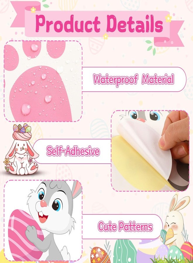 AUGSUN Easter Bunny Footprint Stickers for Floor, 10 Sheets with 275PCS Bunny Paw Prints and Easter Eggs Design, Self-Adhesive Vinyl Decorations - Image 3