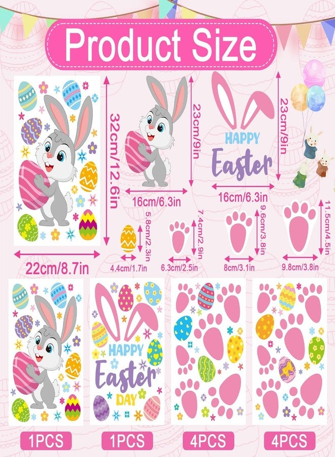 AUGSUN Easter Bunny Footprint Stickers for Floor, 10 Sheets with 275PCS Bunny Paw Prints and Easter Eggs Design, Self-Adhesive Vinyl Decorations - Image 2
