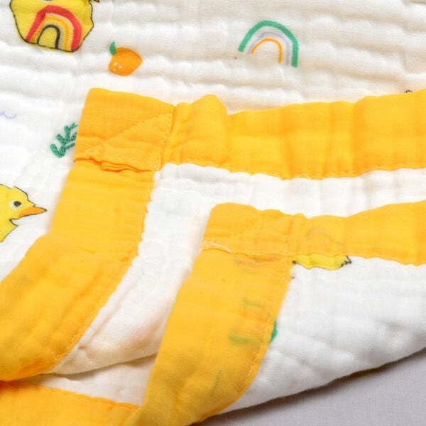 JUST GOODS 6 Layers Muslin 100% Cotton Soft Blanket for Kids | All Seasons Multipurpose Crib AC Quilt Wrap | Newborn Toddler Products | Boys, Girls, Unisex Baby Shower Gifts | 110x110 CM Yellow - Image 3
