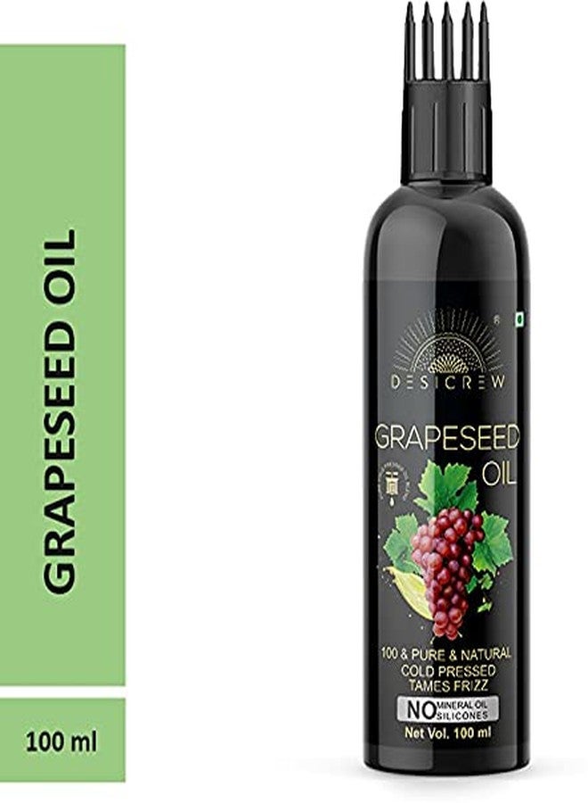 DESICREW Pure Grapeseed Oil with comb Applicator - Cold Pressed - For Hair Growth, Skin, Hair & Nail Care (100 ml) - Image 1