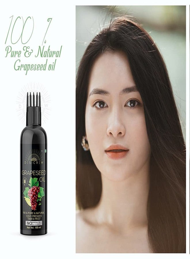 DESICREW Pure Grapeseed Oil with comb Applicator - Cold Pressed - For Hair Growth, Skin, Hair & Nail Care (100 ml) - Image 2