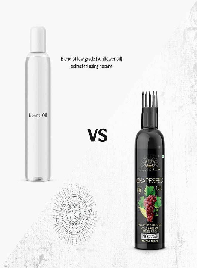DESICREW Pure Grapeseed Oil with comb Applicator - Cold Pressed - For Hair Growth, Skin, Hair & Nail Care (100 ml) - Image 5