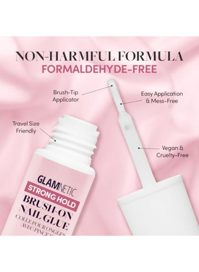 Glamnetic غلامنيتيك غراء أظافر قوي للغاية مع فرشاة تطبيق بدون فوضى مناسب للسفر نباتي متين يدوم طويلاً 24 أونصة سائلة - Image 4