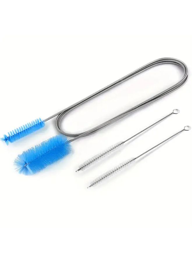 Blue Heavy Duty Stainless Steel Drain Brush with Flexible Long Handle - Image 1