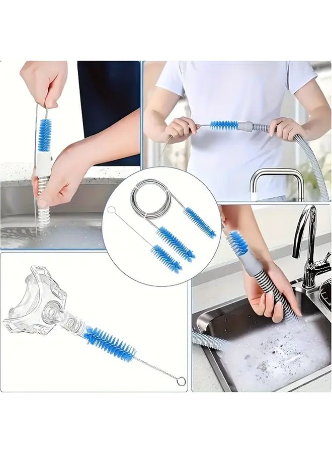 Blue Heavy Duty Stainless Steel Drain Brush with Flexible Long Handle - Image 2