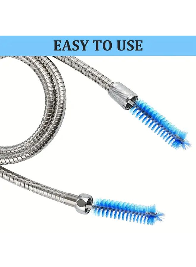 Blue Heavy Duty Stainless Steel Drain Brush with Flexible Long Handle - Image 5