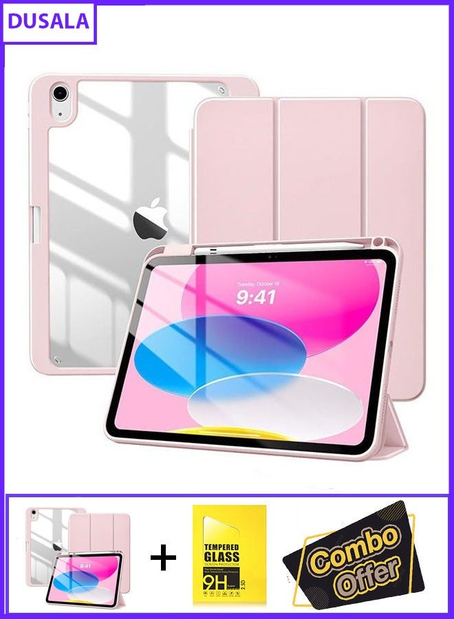 DUSALA 2 in 1 Case for iPad (A16) 11th Generation 11 Inch 2025 with Pencil Holder,Slim Protective Cover with Clear Back Shell,Auto Wake/Sleep With Tempered Glass - Image 1