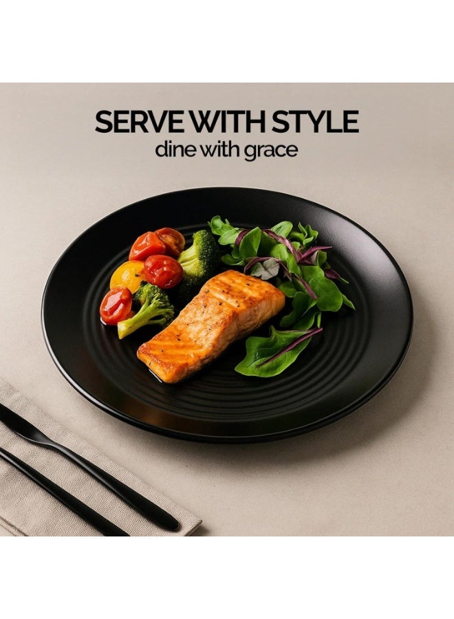 Matte Black Ceramic Dinner Plate 6 PCS 10.5 Inch | Premium Stoneware Serving Plate for Dinner, Salad, Pasta & Dessert | Modern Scratch-Resistant Tableware - Image 3