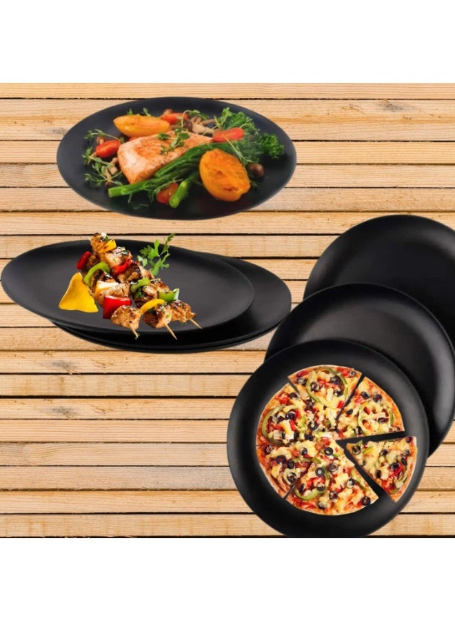Matte Black Ceramic Dinner Plate 6 PCS 10.5 Inch | Premium Stoneware Serving Plate for Dinner, Salad, Pasta & Dessert | Modern Scratch-Resistant Tableware - Image 2