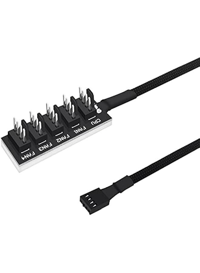 BWSJ 4Pin PWM PC Fan Hub Power Supply Cable 1 to 5 Way Splitter PC Mboard Case Fan Power Extension Cable Cord for ATX uter Case 4Pin and 3Pin Cooling Fans - Image 1