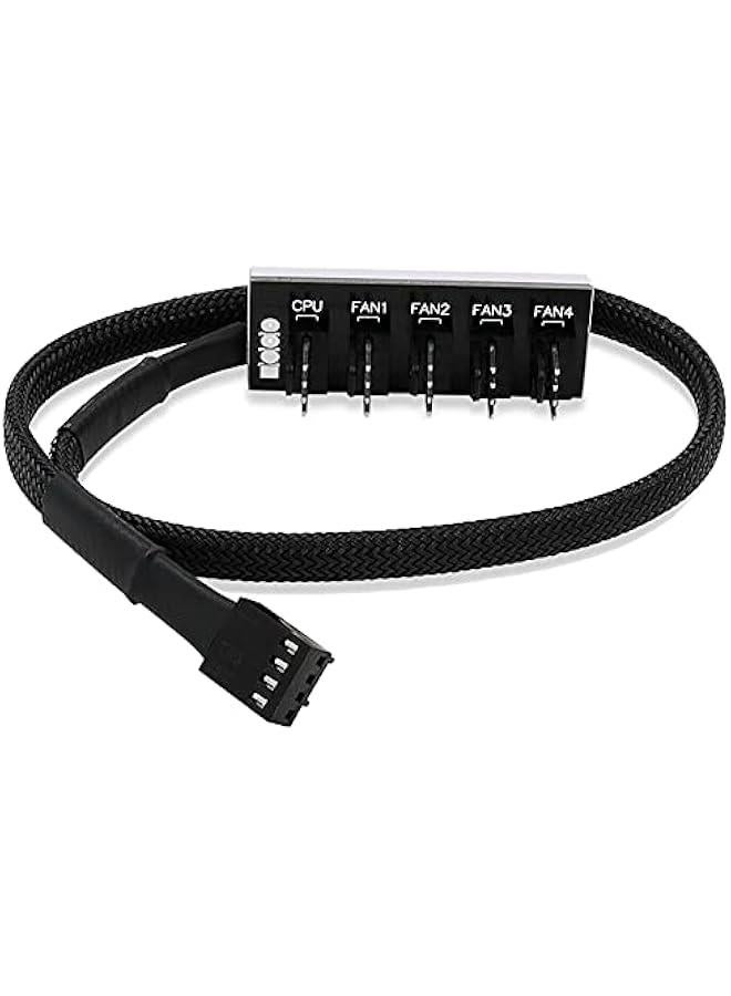 BWSJ 4Pin PWM PC Fan Hub Power Supply Cable 1 to 5 Way Splitter PC Mboard Case Fan Power Extension Cable Cord for ATX uter Case 4Pin and 3Pin Cooling Fans - Image 2