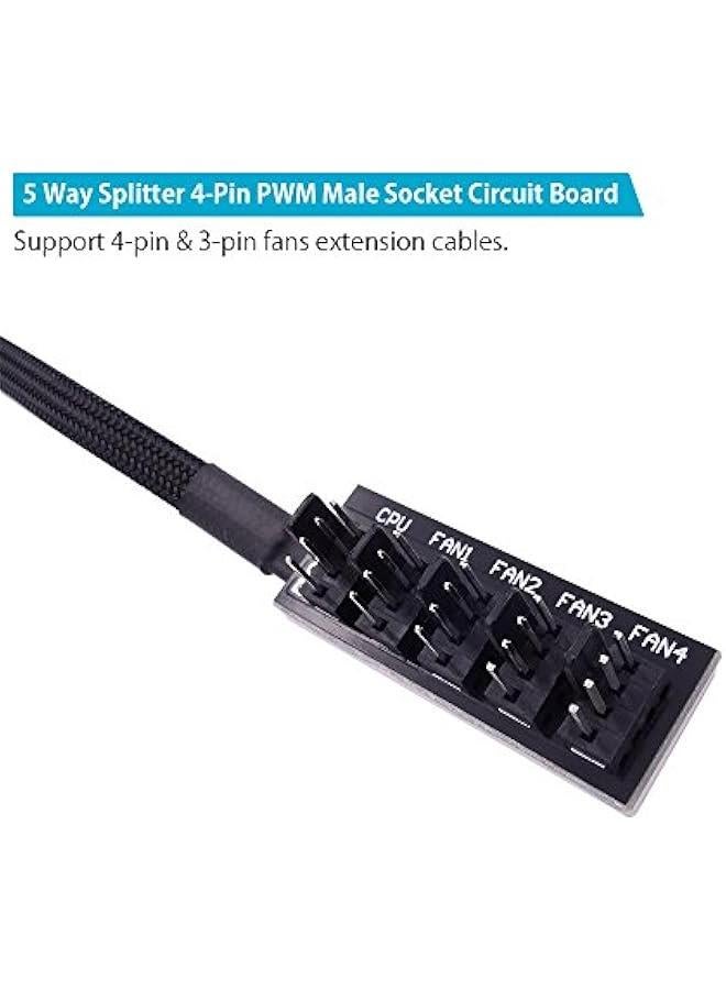 BWSJ 4Pin PWM PC Fan Hub Power Supply Cable 1 to 5 Way Splitter PC Mboard Case Fan Power Extension Cable Cord for ATX uter Case 4Pin and 3Pin Cooling Fans - Image 3