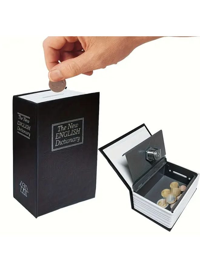 Blue Piggy Bank Book Safe With Key Lock And Coin Slot For Cash Storage - Image 2