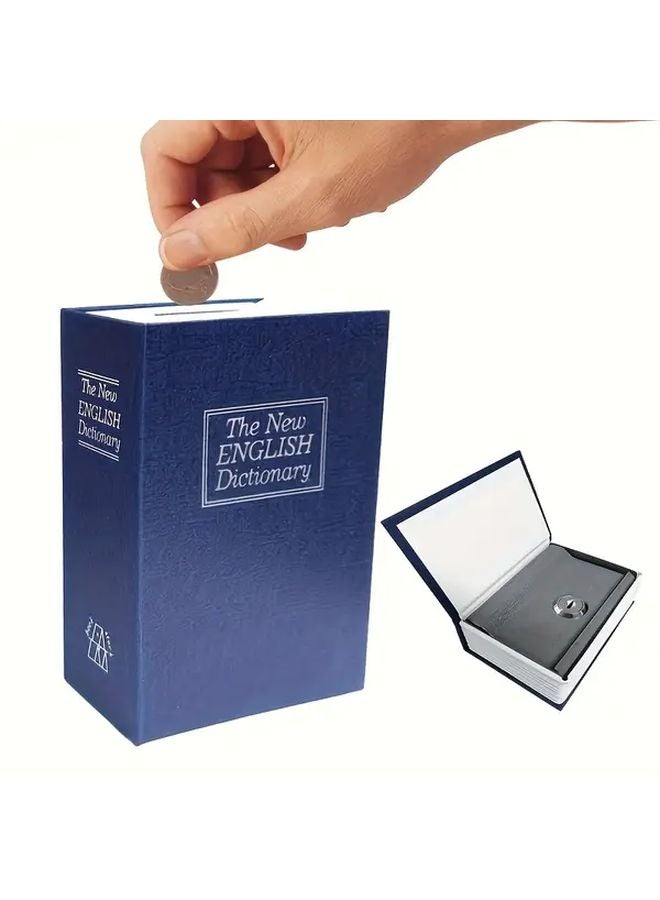 Blue Piggy Bank Book Safe With Key Lock And Coin Slot For Cash Storage - Image 5