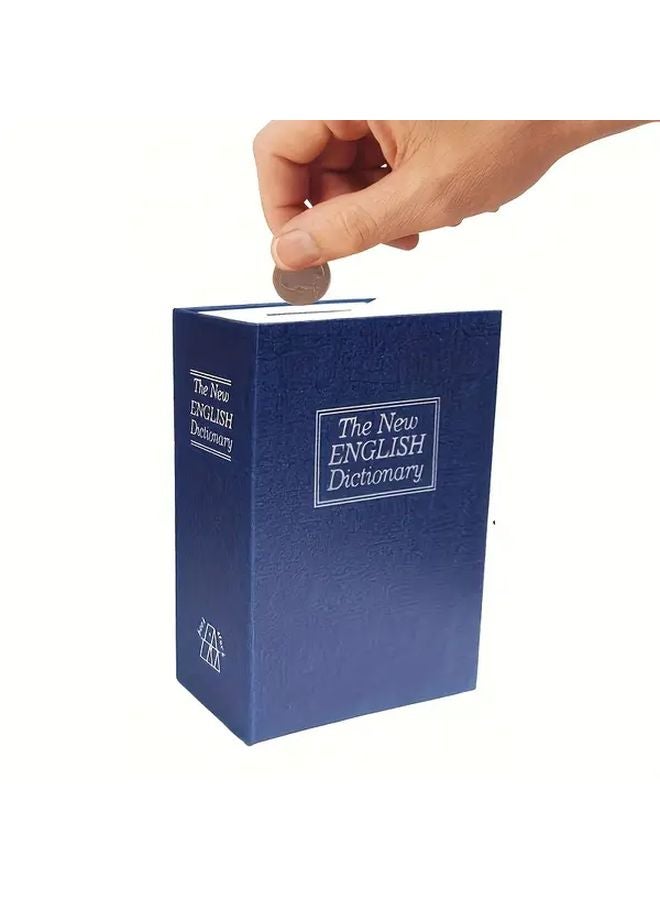 Blue Piggy Bank Book Safe With Key Lock And Coin Slot For Cash Storage - Image 1