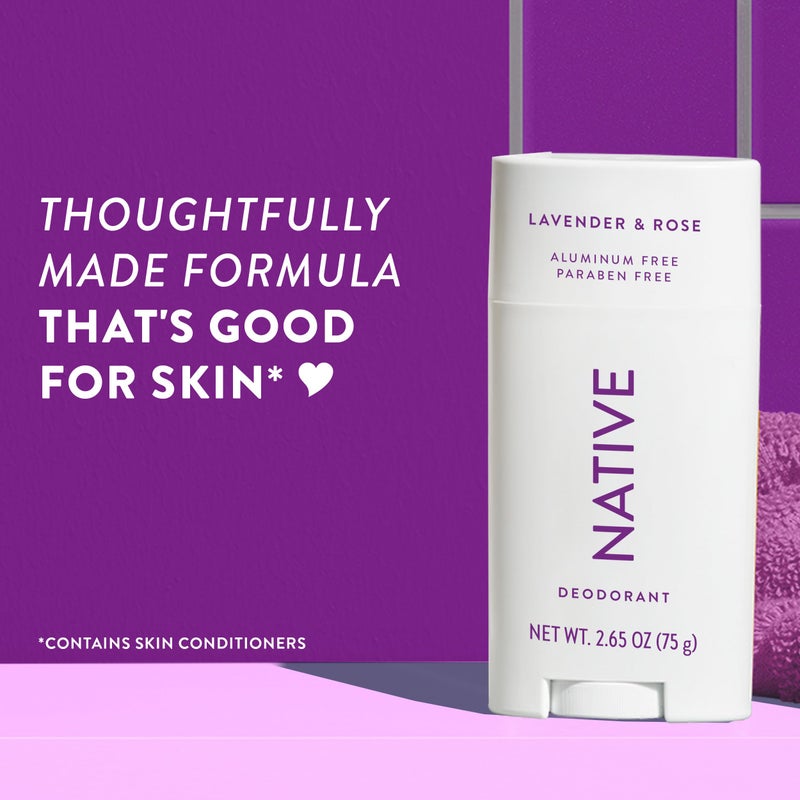 native مزيل العرق ناتيف يحتوي على مكونات طبيعية، تحكم في الرائحة لمدة 72 ساعة | مزيل عرق للنساء والرجال، خالي من الألمنيوم مع بيكربونات الصوديوم، زيت جوز الهند وزبدة الشيا | لافندر وورد - Image 5