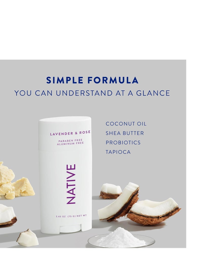 native Native Deodorant Contains Naturally Derived Ingredients, 72 Hour Odor Control | Deodorant for Women and Men, Aluminum Free with Baking Soda, Coconut Oil and Shea Butter | Lavender & Rose  - Image 3