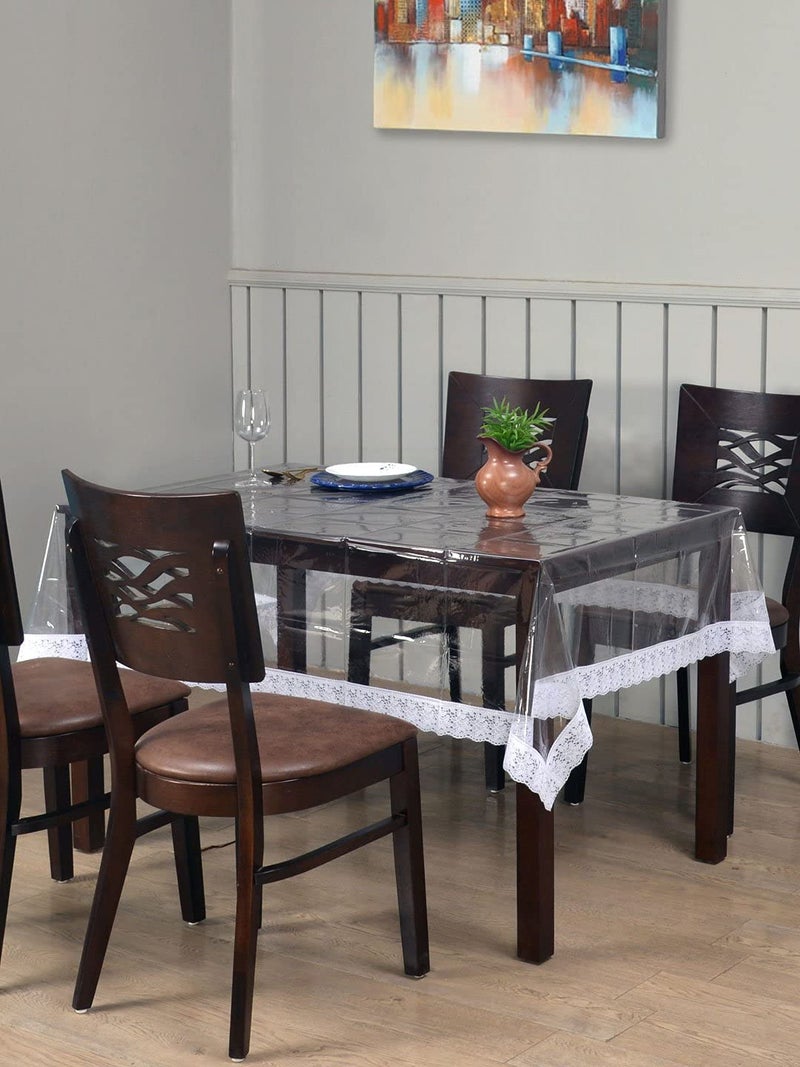 HOMECROWN Clear Transparent Plastic 6 Seater Waterproof Dining Rectangular Table Cover 60X90 Inch Size With Lace Border Pack Of 1 - Image 4