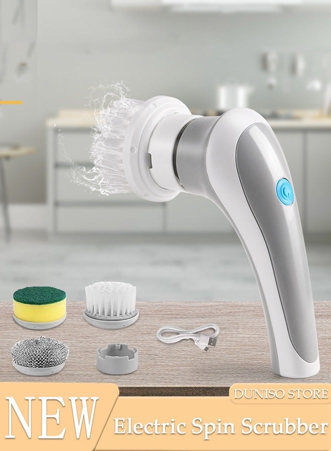 DUNISO Electric Spin Scrubber, Cordless Cleaning Brush with 3 Brush Heads Portable Handheld Cleaning ToolRechargeable Grout Brush Power Scrubber for Tub Floor Kitchen Wall Tiles - Image 1