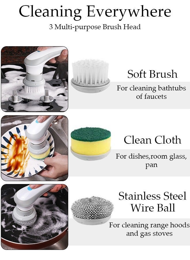 DUNISO Electric Spin Scrubber, Cordless Cleaning Brush with 3 Brush Heads Portable Handheld Cleaning ToolRechargeable Grout Brush Power Scrubber for Tub Floor Kitchen Wall Tiles - Image 3