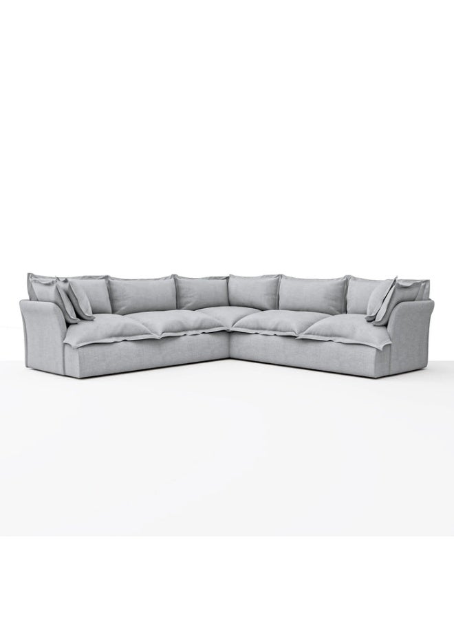 ariika Haven Corner Sofa 296 x 296 H:80 cm - Silver, 100% Polyester Linen Texture Soft Feel, Latex & down alternative filling.