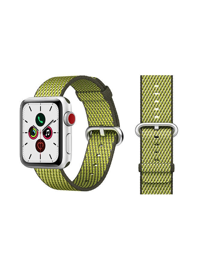 NIBEMINENT Round Buckle Nylon Replacement Band For Apple Watch Series 5/4/3/2/1 Olive Check - Image 1