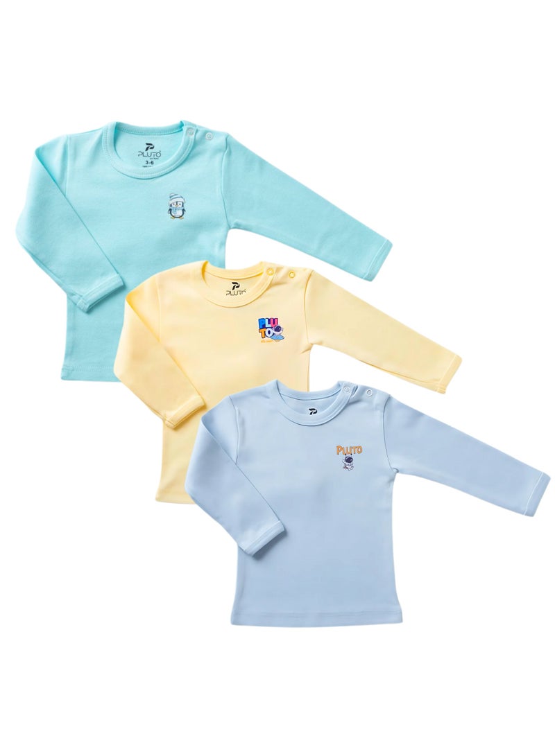 Pluto Pack of 3 Cotton Long Sleeve Undershirt for Baby - Image 1