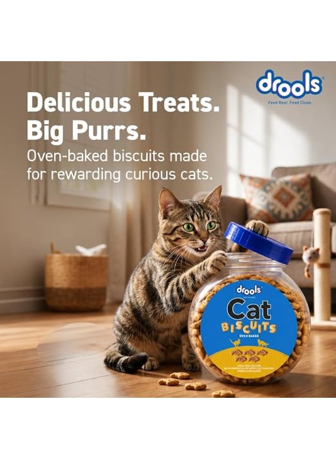 Drools Adult Cat Treat Biscuits 400g Jar | Real Chicken Flavour | Encourages Activity | Supports Oral Health | Training & Discipline - Image 2