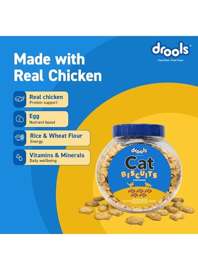 Drools Adult Cat Treat Biscuits 400g Jar | Real Chicken Flavour | Encourages Activity | Supports Oral Health | Training & Discipline - Image 3