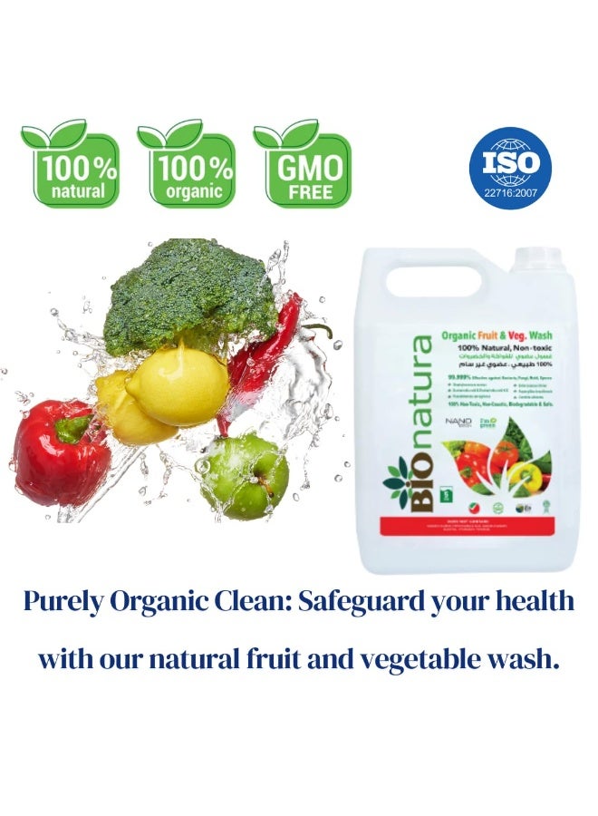 بيوناتورا غسول الفواكه والخضروات العضوي من بيوناتورا - 5 لتر، منظف طبيعي للفواكه والخضروات، غير سام، صديق للبيئة، قابل للتحلل الحيوي، نباتي، يزيل المبيدات الحشرية، يحافظ على نضارة الفواكه والخضروات، آمن لجميع أنواع الفواكه والخضروات. - Image 2