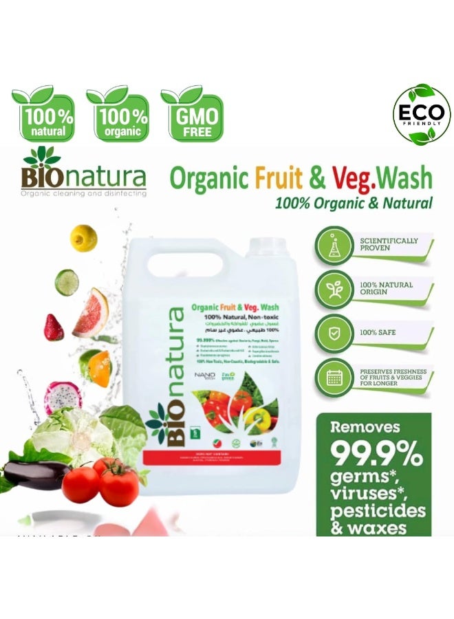 بيوناتورا غسول الفواكه والخضروات العضوي من بيوناتورا - 5 لتر، منظف طبيعي للفواكه والخضروات، غير سام، صديق للبيئة، قابل للتحلل الحيوي، نباتي، يزيل المبيدات الحشرية، يحافظ على نضارة الفواكه والخضروات، آمن لجميع أنواع الفواكه والخضروات. - Image 3