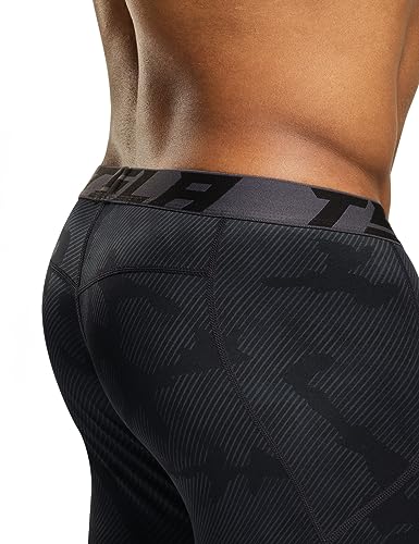TSLA Men's Thermal Compression Pants, Athletic Sports Leggings & Running Tights, Wintergear Base Layer Bottoms, 2pack Tights Black&red/Woodland Slash Black, Medium - Image 5