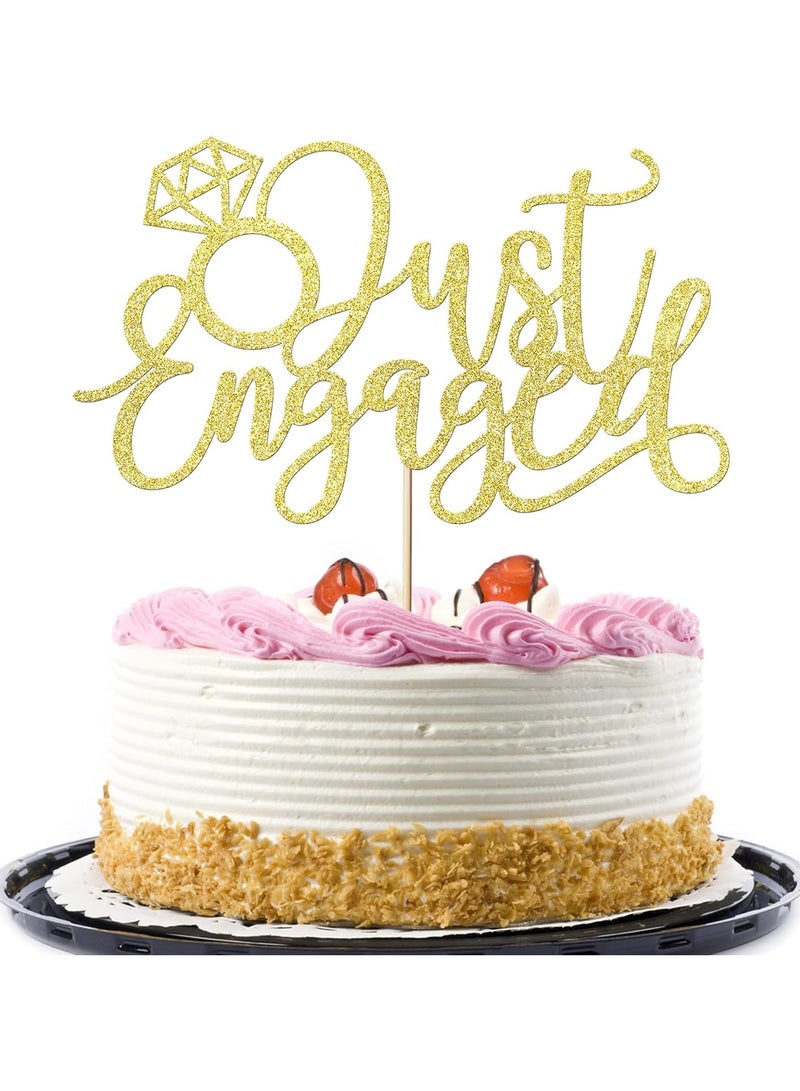 Just engaged Cake Topper,We're Engaged/bridal shower/Engaged Ring Sign, Engagement Wedding Cupcake Decoration Party Supplies (gold)