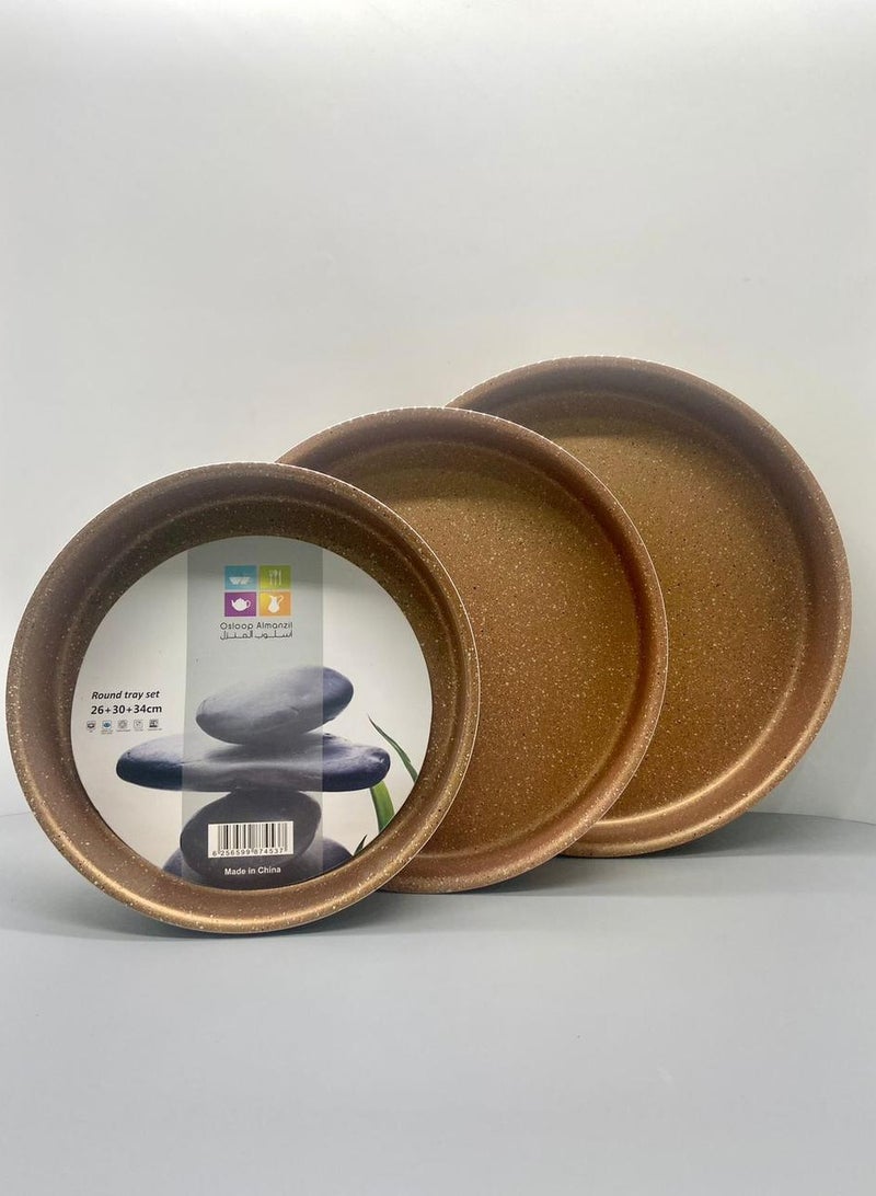 Round cooking trays for the Turkish granite oven, 3 sizes, gold