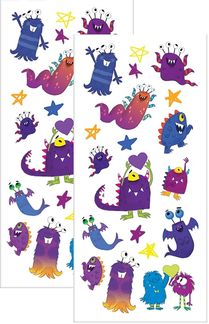 Playhouse Grape Scented Scratch Sniff Sticker Sheets for Crafts Trading Collecting Silly Monsters - Image 2