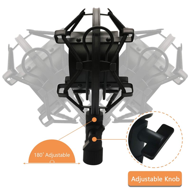 Boseen Microphone Shock Mount Mic Holder, Anti-Vibration Suspension Shock Mount Mic Holder Clip for 43mm-47mm Diameter Condenser Microphone - Image 4